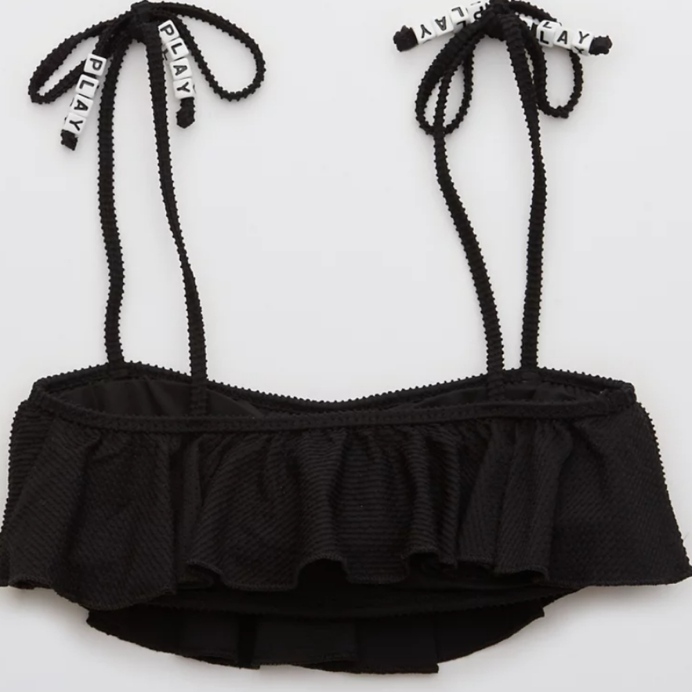 Aerie Textured Ruffle Bandeau Bikini Top